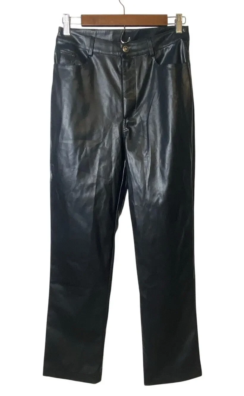 Budy Love Black Faux Leather Lightweight Ankle Pants Women's Size Small NWT